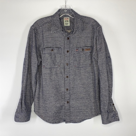 Dickies Blue White Striped Long Sleeve Button Up Shirt Size Small (34-36) - Picture 1 of 4